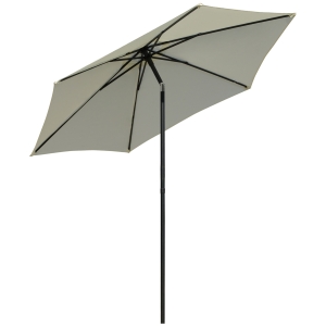 Outsunny Umbrela de gradina sau veranda 2.6M, 6 coaste si stâlp din aluminiu, Alb crem