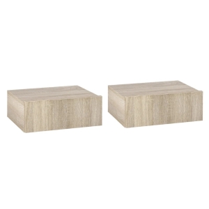 HOMCOM Set de 2 Noptiere Suspendate din Lemn, Design Modern, 40x30x15cm - Culoare Lemn