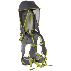 HOMCOM Mochila Porta Bebés Dobrável Porta Bebés Ergonómico com Cinto de Segurança Ajustável e Múltiplos Bolsos para Bebés de 6-36 Meses Carga Máxima 18kg 33x31x120cm Cinza e Verde