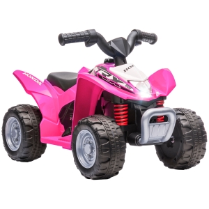 AIYAPLAY Quadriciclo Elétrico HONDA para Crianças de 18-36 Meses Quadriciclo Elétrico Infantil a Bateria 6V com Faróis LED Buzina Velocidade de 2,8km/h e Avance 65,5x35,5x43,5cm Rosa