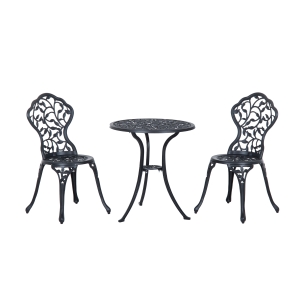 Outsunny 3 Pcs Cast Aluminum Bistro Set Garden Furniture Dining Table Chairs Antique Outdoor Seat Patio Seater