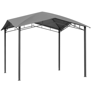 Outsunny Gartenpavillon Pavillon Überdachung Vordach Sonnenschutz Partyzelt Laube Metall + Polyester Grau 3 x 3 m