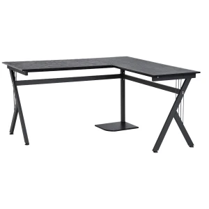 HOMCOM L-Shaped Corner Computer Desk, Laptop Workstation with CPU Stand for Home Office, Black