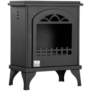 HOMCOM Free Standing Ethanol Fireplace, Bioethanol Heater Stove Fire with 1.5L Tank, 3 Hours Burning Time, Black