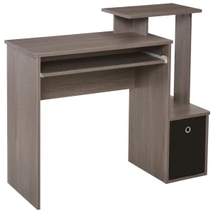 HOMCOM Compact Computer Desk, PC Desk with Sliding Keyboard Tray, Storage Drawer, Shelf, Home Office Workstation, Grey