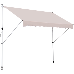 Outsunny Markise Klemmmarkise Gelenkarmmarkise Sonnenschutz Faltarm Handkurbel Balkon Alu Beige 300 x 150cm