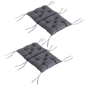 Outsunny® 2 x Niederlehner Auflage | Polster Stuhlauflage | Grau | 98 x 50 x 8 cm