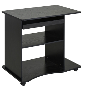 HOMCOM Mobile Small Office Computer Desk PC Table Home Workstation with Slide-Out Keyboard Tray, Adjustable Shelf, CPU Stand, 0.8m, Black