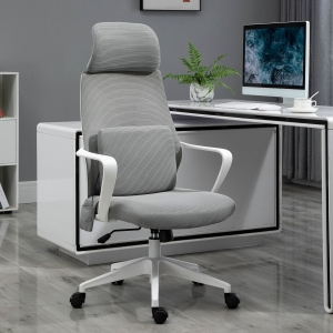 Vinsetto Mesh Massage Office Chair w/Pillow&Headrest Adjustable Height High Back Rocking Armrest Home Office Grey