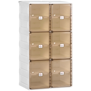 HOMCOM Meuble de rangement à chaussures pliant avec 12 compartiments et 6 portes transparentes - dim. 53L x 34l x 100H cm - blanc et marron