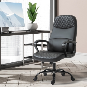 Vinsetto Massage Office Chair High Back with Armrest PU-Padded Vibration Executive Chair with Adjustable Height and Built-in Lumbar Support Black