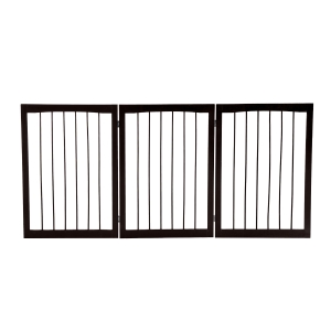 PawHut Barrière de Sécurité pour Animaux en Bois Noir 160 x 76 cm