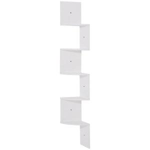 Homcom Étagère d'angle étagère de rangement design contemporain zig zag 20L x 20l x 126H cm 5 niveaux panneaux de particules blanc