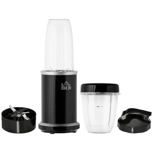 HOMCOM Blender compact 2 en 1 - 1000 W avec 2 bols amovibles 700ml et 350ml et couvercles