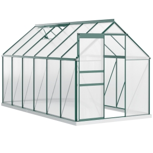 Outsunny Sera din aluminiu kit si policarbonat cu ventilatie, 190 x 375cm, Verde