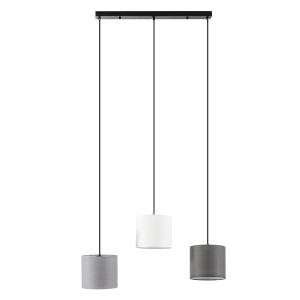 HOMCOM Deckenleuchte Kronleuchter mit 3 verstellbaren Hängeketten für Büro, Wohnzimmer, Esszimmer, Stahl, Polyestergewebe, Schwarz+Weiß+Grau, 74x18x135 cm