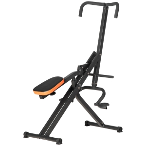 HOMCOM Appareil de fitness pliable pour crunch abdominaux squat avec assise réglable et poignées ergonomiques
