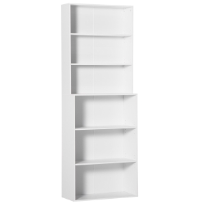 HOMCOM Libreria Scaffale a 6 Ripiani in Legno con Mensole Regolabili, 76.2x34.5x209cm, Bianco