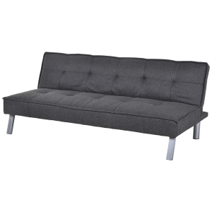 HOMCOM Schlafsofa Schlafcouch Sofabett 3-Sitzer Schlaffunktion Leinen Holzgestell Grau 175 x 83 x 74cm