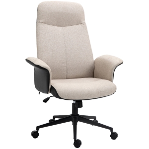 Vinsetto Bürostuhl Ergonomischer Drehstuhl mit Wippenfunktion Armlehne höhenverstellbar Kunstleder Beige 72 x 63 x 111-119 cm