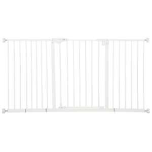 PawHut Adjustable Safety Gate Dog Barrier for Doorways, Corridors, Staircases with Three Extensions and Adjustable Screws - White