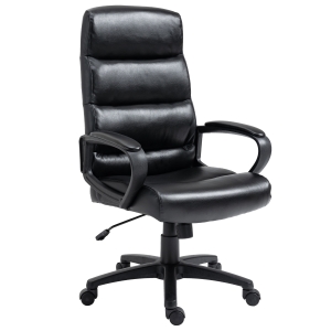 Vinsetto Bürostuhl Drehstuhl mit Rückenlehne Chefsessel Bürosessel Höhenverstellbar PU-kunststoff Schaumstoff Nylon Schwarz 66 x 66 x 107-114 cm