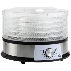 HOMCOM 5 Tier Food Dehydrator, 250W Stainless Steel Food Dryer Machine with Adjustable Temperature for Drying Fruit, Meat, Vegetable, Jerky and Pet Treat, Silver