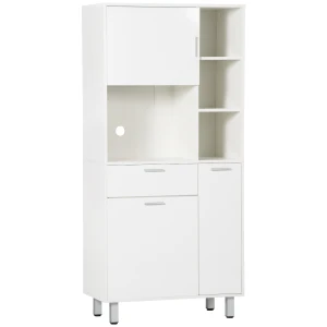 HOMCOM Freestanding Kitchen Pantry Cabinet with Shelves, Drawer, Modern Storage Unit, 166cm, White