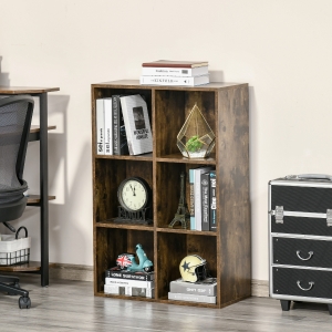HOMCOM Cubic Cabinet Bookcase Shelves Storage Display for Study, Living Room, Home, office, Rustic Brown