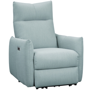 HOMCOM Fauteuil relax inclinable électrique en tissu aspect lin structure en acier avec port USB et repose-pieds - bleu