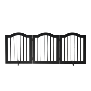 PawHut Barrière de sécurité barrière modulable pliable pour animaux de compagnie avec pied de support MDF bois massif 154,5 x 61 cm noir
