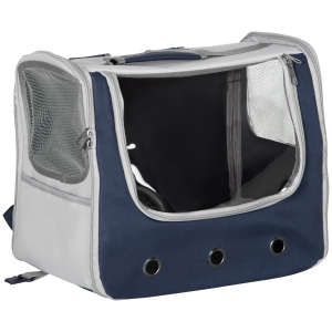 PawHut Sac à dos trolley de transport pour chat chariot panier à roulette sac à main 2 en 1 pour chien chat avec roulettes et poignée télescopique - gris
