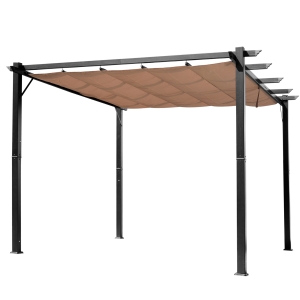 Outsunny Foisor Pergola de Gradina 3X4m Prelata Culisanta in Poliester Impermeabil si Schelet in Aluminiu