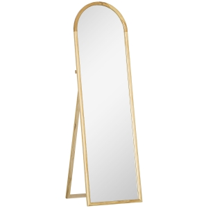 HOMCOM Espejo de Pie de Madera Espejo de Cuerpo Entero para Dormitorio Vestidor Estilo Moderno 150x46x43 cm Natural