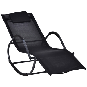 Outsunny® Schaukelstuhl Schaukelliege Schwungliege Kopfkissen Textilene Schwarz