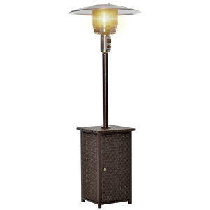 Outsunny Heizstrahler Terrassenstrahler Rattan Heizpilz Gartenheizung Standheizstrahler Ablage Ø81 x H217,9 cm