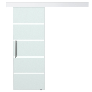 HOMCOM glazen schuifdeur schuifdeur deur kamerdeur met handgreep eenzijdig gesatineerd met stroken 2050 x 775 mm