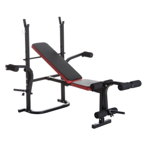 HOMCOM Banco de Pesas Multifuncional tipo Banco de Musculación con Respaldo Ajustable Carga 150kg Acero 128x155x112 cm