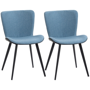 HOMCOM Conjunto de 2 Sillas de Comedor Juego de Sillas Modernas con Respaldo Ergonómico 47,5x58x79,5 cm Azul