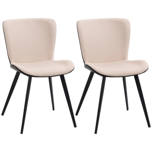HOMCOM Conjunto de 2 Sillas de Comedor Juego de Sillas Modernas con Respaldo Ergonómico 47,5x58x79,5 cm Rosa