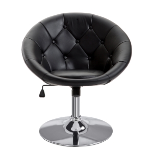 HOMCOM Arbeitshocker Drehhocker Drehstuhl Bürostuhl verchromt höhenverstellbar, PU+Stahl, Schwarz/Weiß, 56x71x78,5-90,5cm (Schwarz)