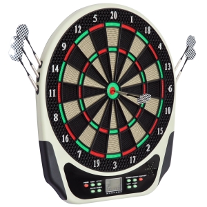 HOMCOM Elektronische Dartscheibe Dartboard Dart-set mit LED-Display 6 Darts 24 Dartköpfe 218 Spiele und 159 Trefferoptionen für 8 Spieler mehrfarbig 44L x 50B x 3,2H cm