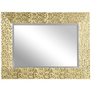 HOMCOM Espelho de Parede 80x60cm Espelho Decorativo com 4 Ganchos e Estrutura de Mosaico 3D Estilo Moderno Dourado