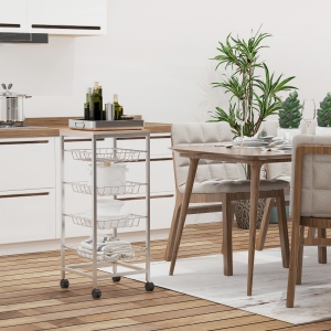 HomCom carucior bucatarie, cu cosuri si roti, 36.5x36.5x89cm