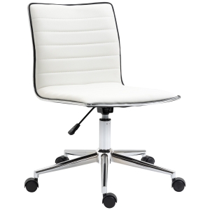 Vinsetto Silla de Oficina Ergonómica Silla Escritorio Giratoria con Altura Ajustable Respaldo Tapizado en Piel Sintética Carga 120 kg 47x57x76,5-86,5 cm Blanco