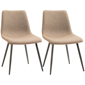 HOMCOM Esszimmerstühle Skandi-Design Samtoptik Stahl Hellbraun