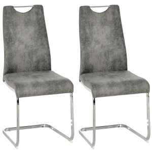 HOMCOM set van 2 eetkamerstoelen met ergonomisch gevormde grijze rugleuning