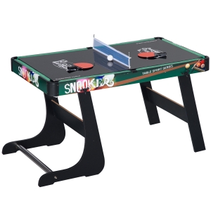HOMCOM Mesa de Jogos 6 em 1 Dobrável Bilhar Matraquilho Ping Pong Lançamento de Anéis Hóquei no Gelo e Air Hóquei 118x104x71cm Multicor