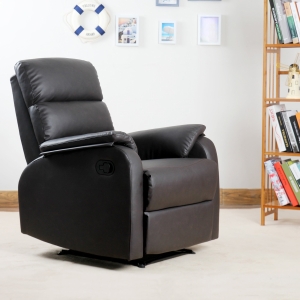 Homcom Fotoliu Relax Rabatabil Manual in Piele Sintetica, Maro, 75x92x99cm