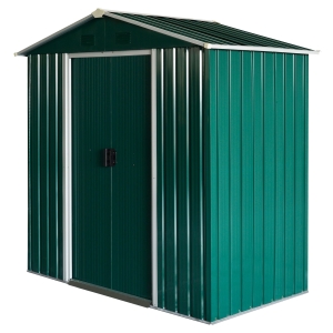 Outsunny Caseta de Jardín 2,2 m² Cobertizo de Acero Galvanizado para Almacenamiento de Herramientas con Puerta Corrediza 194x110x184 cm Verde